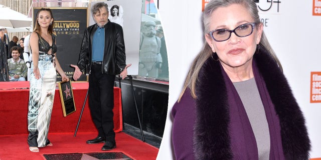 Billie Lourd and Mark Hamill photo split with photo of Carrie Fisher