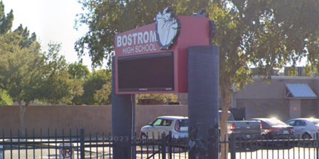 A photo of the school's sign