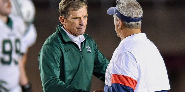 Buddy Teevens greeting coach