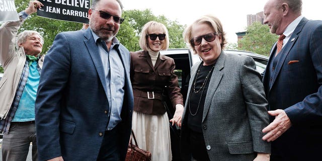 E. Jean Carroll arrives for her civil trial against former President Donald Trump