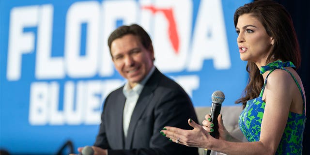 Casey DeSantis speaks with Gov. Ron DeSantis