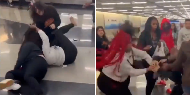 Fight between people at O'Hare airport