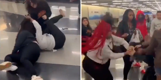 Fight between people at O'Hare airport