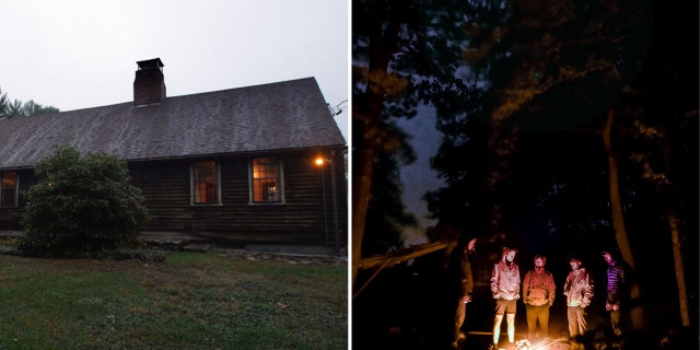 'Conjuring House' in Rhode Island launches overnight ghost-camping for outdoorsy paranormal lovers 2 Conjuring House in Rhode Island depicted next to nighttime campers.
