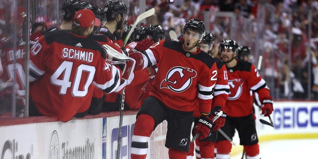 Michael McLeod celebrates goal