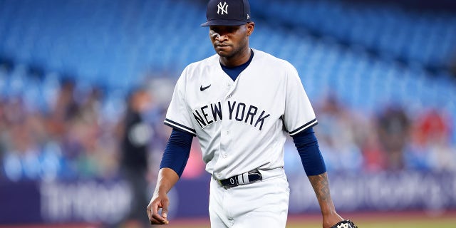 Domingo Germán leaves the field