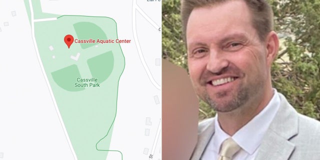 Map of Cassville Aquatic Center and a photo of Dr. Forsyth