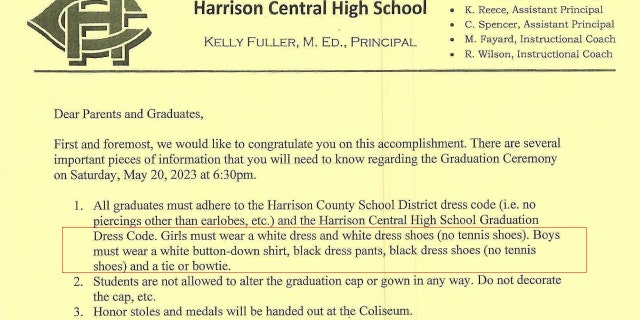 Harrison County school district dress code aclu