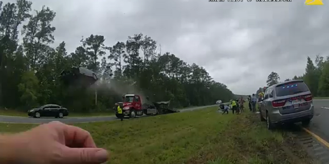 Georgia car goes airborne during highway crash