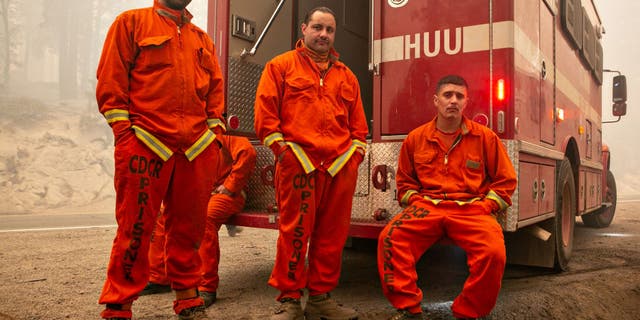 Group of incarcerated men working as firefighters