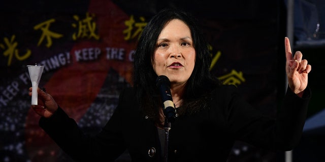 Jenny Kwan outside Chinese consulate in Vancouver