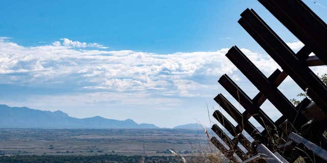 A vehicle barrier is seen in the Patagonia Mountains in Arizona on Sept. 26, 2022.