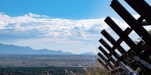 A vehicle barrier is seen in the Patagonia Mountains in Arizona on Sept. 26, 2022.