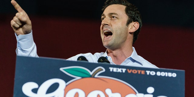 Jon Ossoff speaking and pointing
