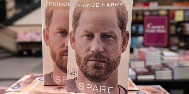 Prince Harrys book Spare on display at a store