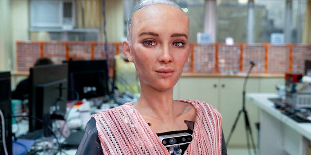 تم تصوير صوفيا ، وهي روبوت ، في Hanson Robotics ، المتخصصة في تصنيع الروبوتات البشرية.