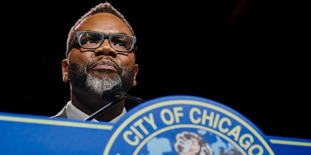 Brandon Johnson, mayor of Chicago, during an inauguration ceremony at the Credit Union 1 Arena in Chicago on May 15, 2023.