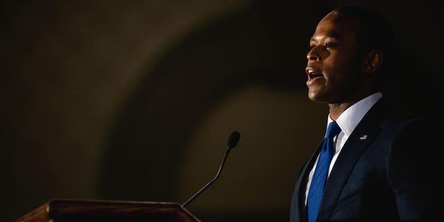 Republican Kentucky Attorney General Daniel Cameron speaking at an event