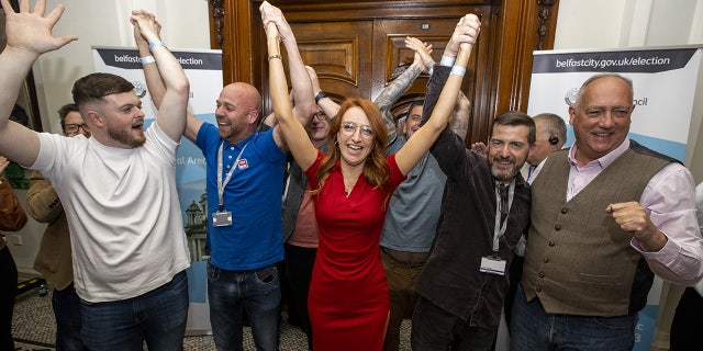 Sinn Fein politicians celebrate victory