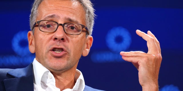 Ian Bremmer is shown speaking at the conference