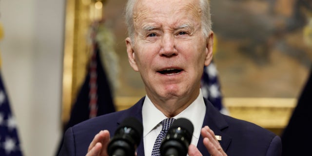 WASHINGTON, DC - MARCH 13: U.S. President Joe Biden speaks about the banking system in the Roosevelt Room of the White House on March 13, 2023 in Washington, DC. President Biden gave an update regarding the collapse of Silicon Valley Bank in California and how his administration is handling the ripple effects. (Photo by Anna Moneymaker/Getty Images)