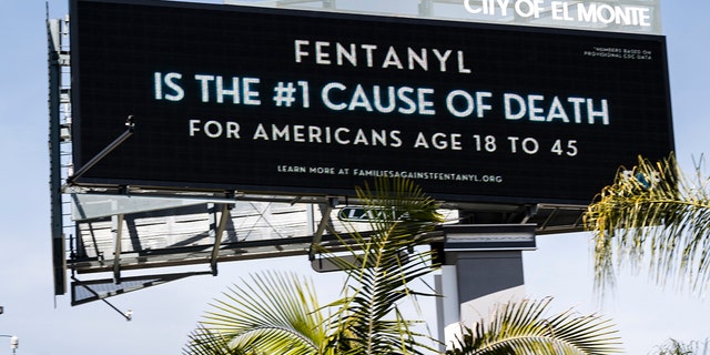 Billboard in California with fentanyl statistics