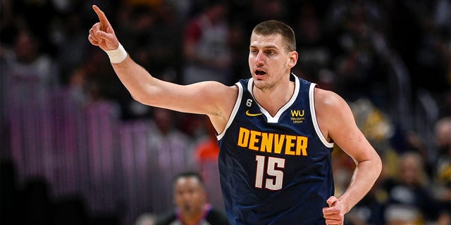Nikola Jokic plays against the Suns in the playoffs