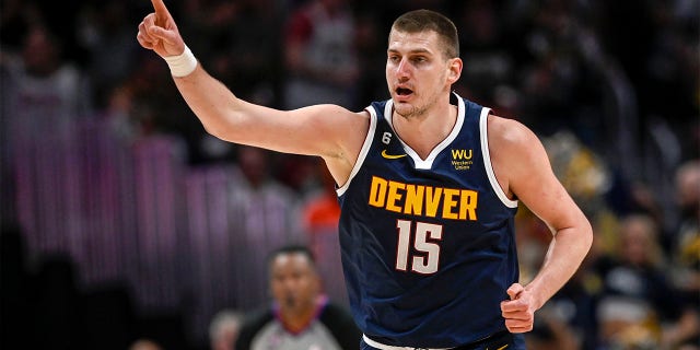 Nikola Jokic plays against the Suns in the playoffs