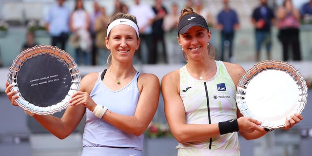 Victoria Azarenka and Beatriz Haddad Maia win the women's doubles final of the Madrid Open