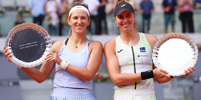 Victoria Azarenka and Beatriz Haddad Maia win the women's doubles final of the Madrid Open