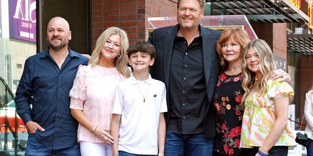 Blake Shelton and his family at the walk of fame ceremony