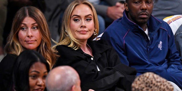 Adele with boyfriend Rich Paul in the stands at Lakers game