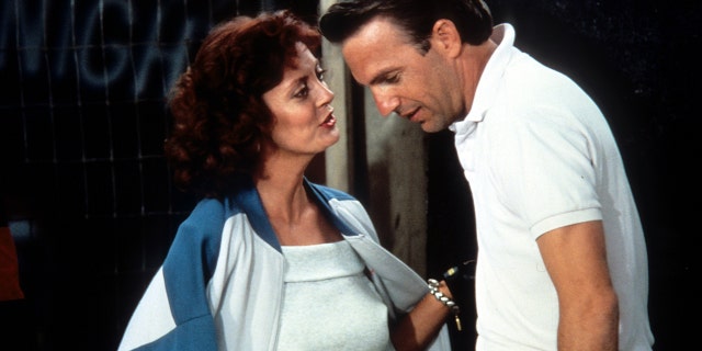 Susan Sarandon and Kevin Costner in a scene for "Bull Durham"