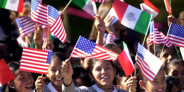 Mexican American flags