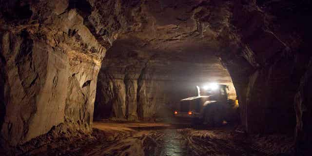 A front end loader moves