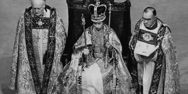 Queen Elizabeth II in the coronation chair