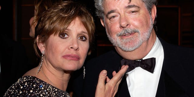 Carrie Fisher and director George Lucas