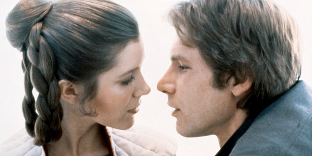 Carrie Fisher, Harrison Ford on set