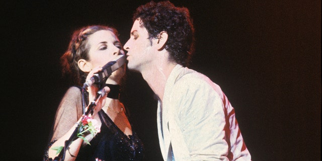 Stevie Nicks and Lindsey Buckingham on stage