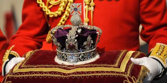 A close-up of the Imperial State Crown
