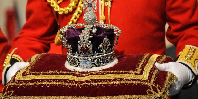 A close-up of the Imperial State Crown