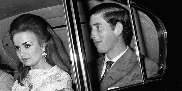 Prince Charles in a car with Lucia Santa Cruz