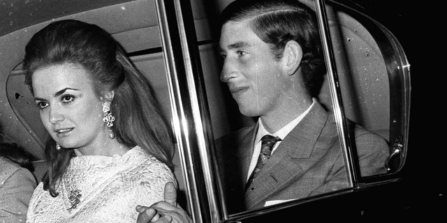 Prince Charles in a car with Lucia Santa Cruz