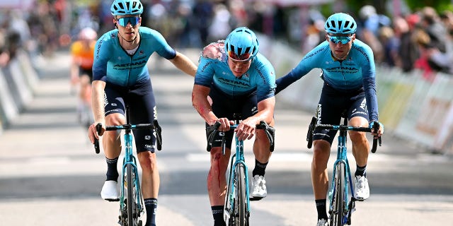 Gleb Sirica crosses the finish line
