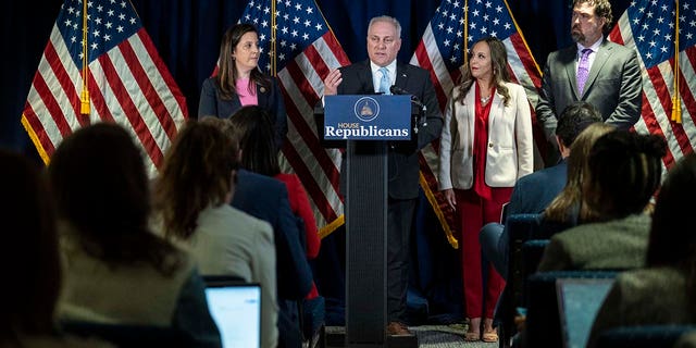 Rep. Steve Scalise (R-LA) speaks during a news conference after a caucus meeting