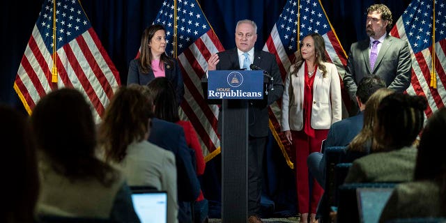 Rep. Steve Scalise (R-LA) speaks during a news conference after a caucus meeting