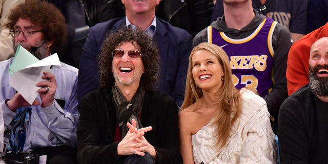 Howard Stern smiles at Jumbotron