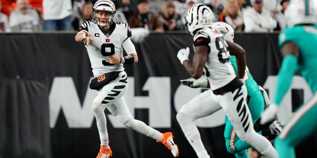 Joe Burrow throws to Tee Higgins