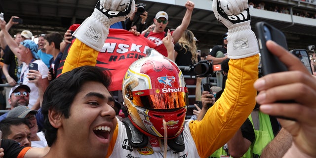 Josef Newgarden in the stands