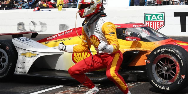 Josef Newgarden at the finish line